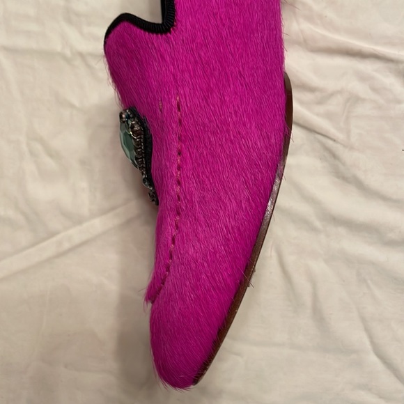 Figue "Milky" Calf Hair Embellished Magenta Loafers - Picture 8 of 10